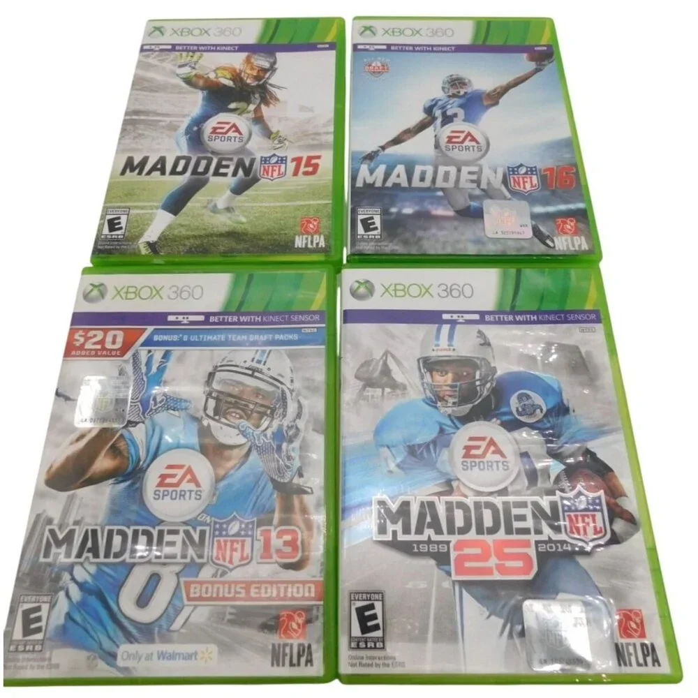 Lot of 4 Xbox 360 Games Madden Football 13 15 16 25 Rated E Tested